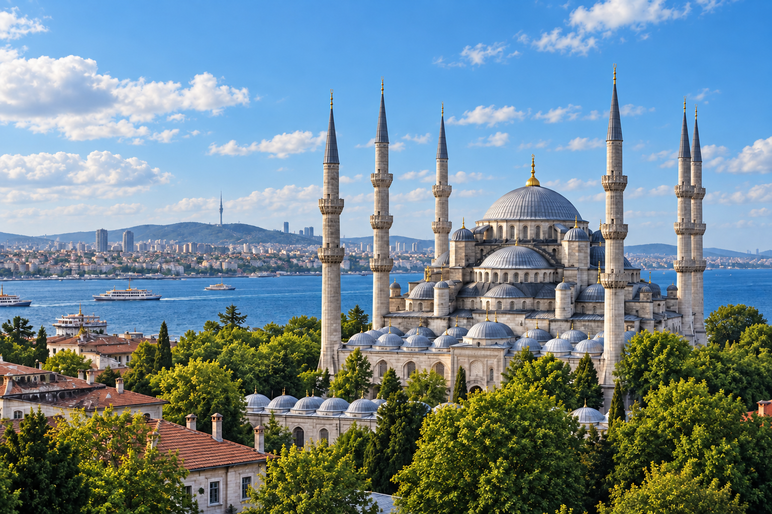 Blue Mosque in Istanbul at golden hour